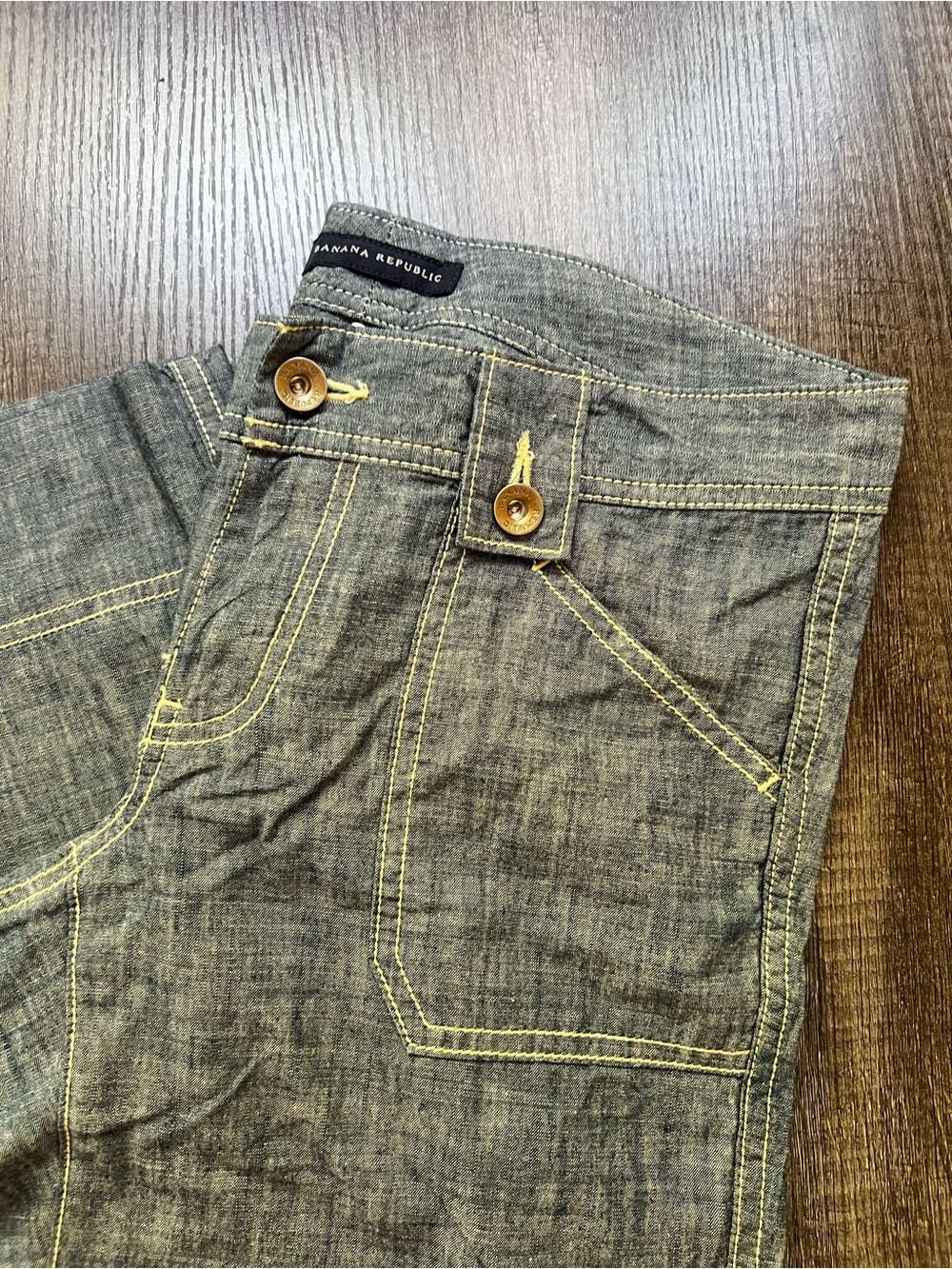 Banana Republic Wide-Leg Pants in Heather Gray with Contrast Stitching - Picture 2 of 7